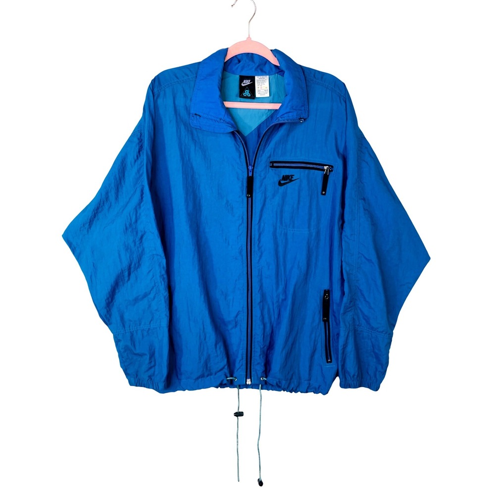 Vintage Nike ACG Blue Nylon Windbreaker Jacket Mens Large Full Zip F3-02-06-VTG